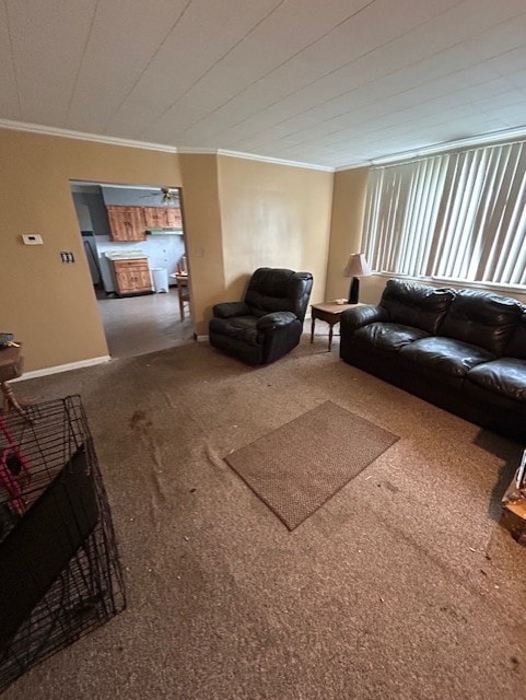 1318 Macarthur Dr, West Deer, PA 15076 - carpeted living area featuring ornamental molding and baseboards
