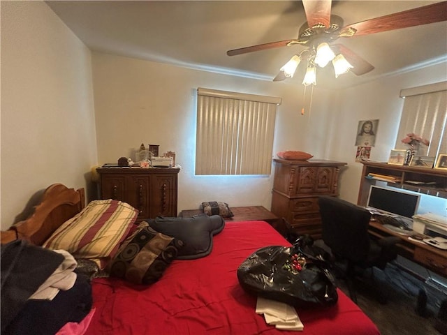 217 Meadow Ave, Charleroi Boro, PA 15022 - bedroom featuring a ceiling fan, ornamental molding, and a desk