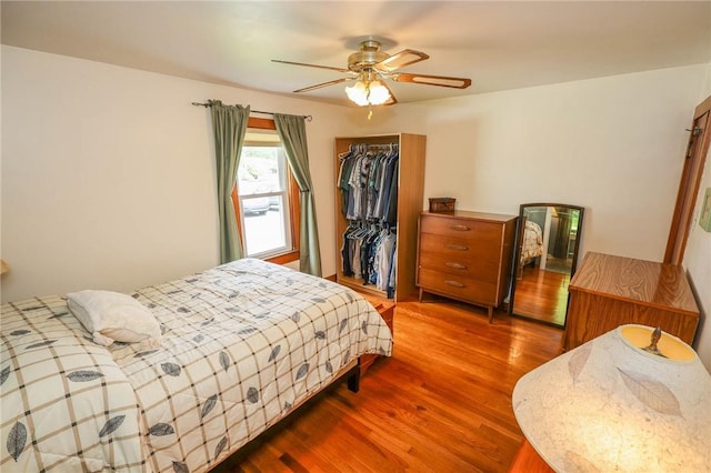 1265 Slippery Rock Rd, Liberty Twp, PA 16057 - bedroom featuring wood finished floors, a closet, and ceiling fan