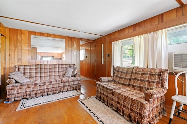 2265 State Route 982, Mount Pleasant Twp Wml, PA 15666 - living area with wood walls, wood finished floors, and cooling unit