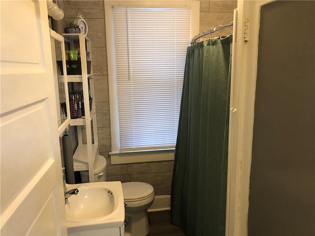 1 S Main St, Fairchance, PA 15437 - full bathroom featuring toilet, a shower with curtain, and vanity