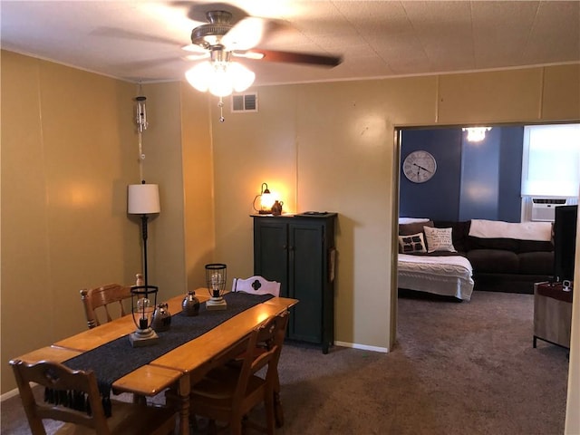 1 S Main St, Fairchance, PA 15437 - dining space featuring a ceiling fan, carpet flooring, crown molding, cooling unit, and baseboards