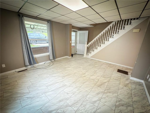 126 W Boyd Ave, City Of But Se, PA 16001 - entryway with stairway, marble look tile flooring, baseboards, and a drop ceiling