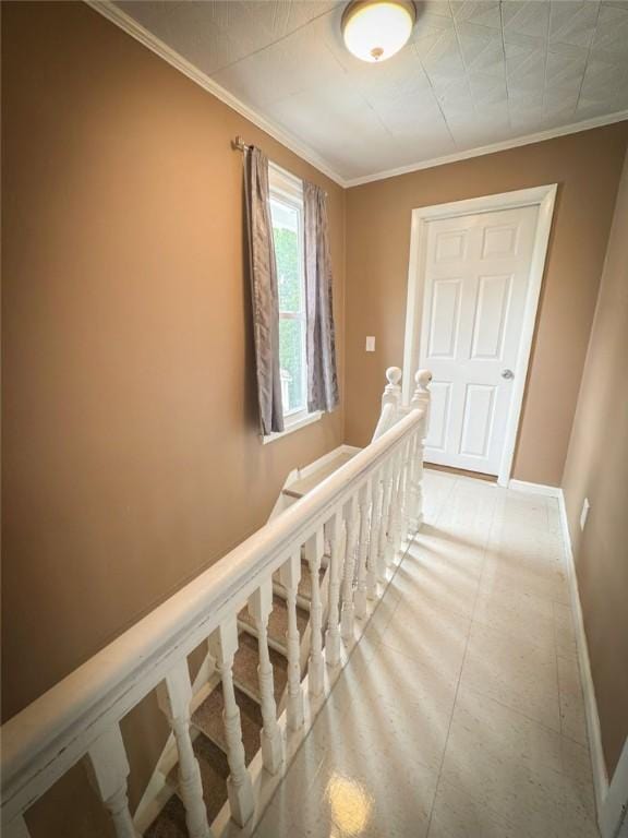 126 W Boyd Ave, City Of But Se, PA 16001 - hall with baseboards, an upstairs landing, and crown molding