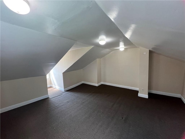 167 S 15th St, South Side, PA 15203 - bonus room featuring lofted ceiling, baseboards, and dark carpet