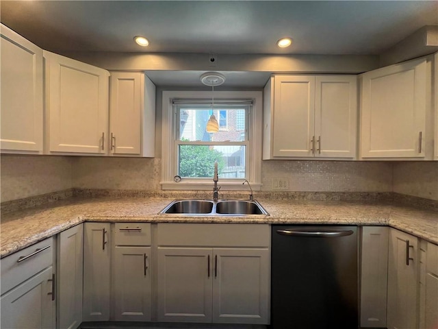 167 S 15th St, South Side, PA 15203 - kitchen with dishwasher, a sink, white cabinets, light countertops, and recessed lighting