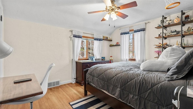 4720 Rolling Hills Rd, Whitehall, PA 15236 - bedroom with light wood-type flooring, baseboards, ceiling fan, and lofted ceiling