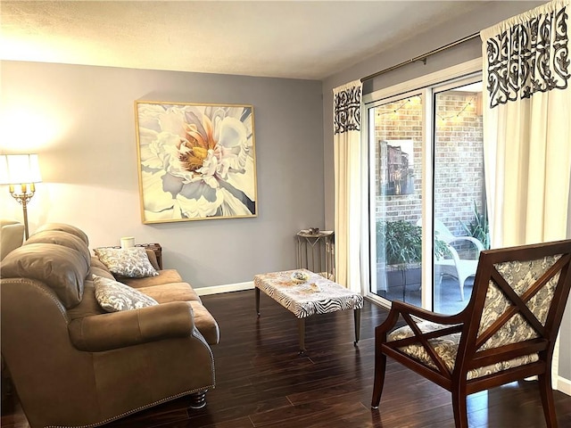 286 Windsor Rdg Unit 26, Neshannock Twp, PA 16105 - living room with baseboards and dark wood-style floors