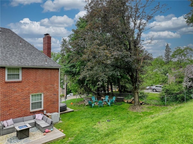 216 Siebert, Ross Twp, PA 15237 - view of yard featuring an outdoor living space with a fire pit and cooling unit