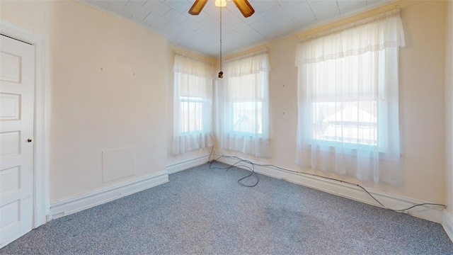 2120 Delaware Ave, Swissvale, PA 15218 - carpeted empty room featuring ceiling fan and ornamental molding