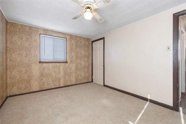2238 Lucina Ave, Overbrook, PA 15210 - spare room with ceiling fan, baseboards, carpet, and ornamental molding