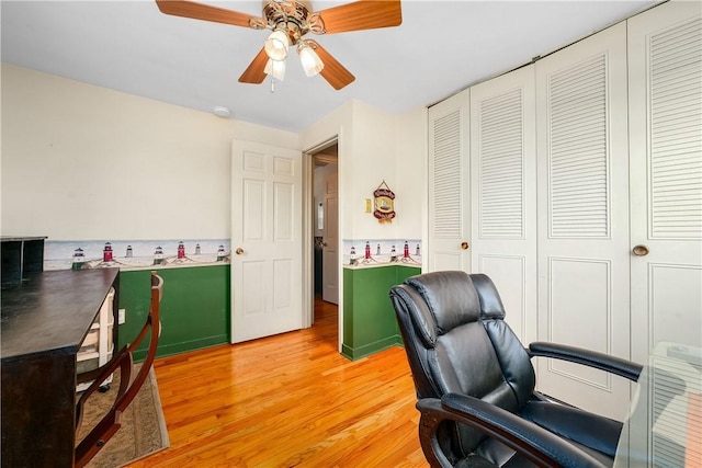 3329 Forest Rd, Bethel Park, PA 15102 - home office featuring light wood finished floors and a ceiling fan