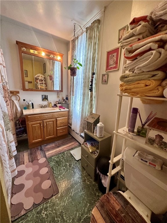 453 N W St, Waynsbrg/Frankln Twp, PA 15370 - bathroom featuring vanity and a baseboard radiator