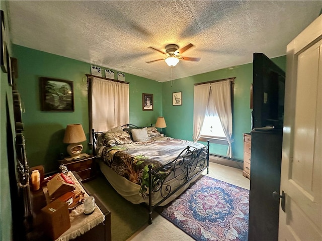 453 N W St, Waynsbrg/Frankln Twp, PA 15370 - bedroom featuring light carpet, a textured ceiling, and ceiling fan