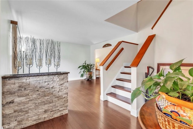 319 Hummingbird Cir, Cranberry Twp, PA 16066 - staircase featuring wood finished floors and baseboards