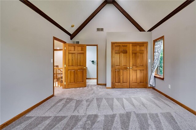 133 Ridgemont Dr, Cranberry Twp, PA 16066 - unfurnished bedroom featuring light carpet, high vaulted ceiling, and baseboards