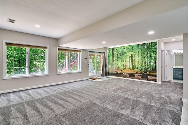 133 Ridgemont Dr, Cranberry Twp, PA 16066 - unfurnished living room with carpet flooring, baseboards, and recessed lighting