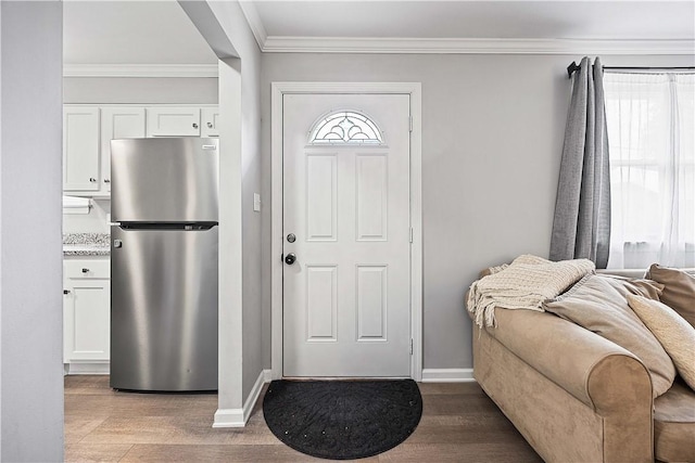 48 Glenmore Ave, West View, PA 15229 - entryway with light wood-style flooring, ornamental molding, and baseboards