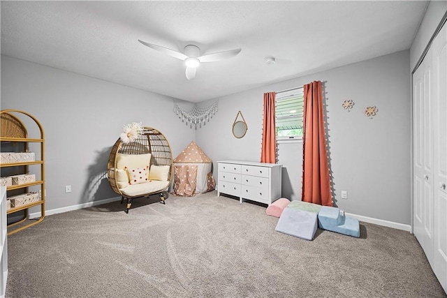 48 Glenmore Ave, West View, PA 15229 - sitting room with ceiling fan, carpet, and baseboards