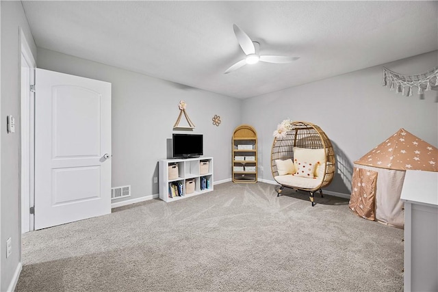 48 Glenmore Ave, West View, PA 15229 - living area with ceiling fan, carpet floors, and baseboards