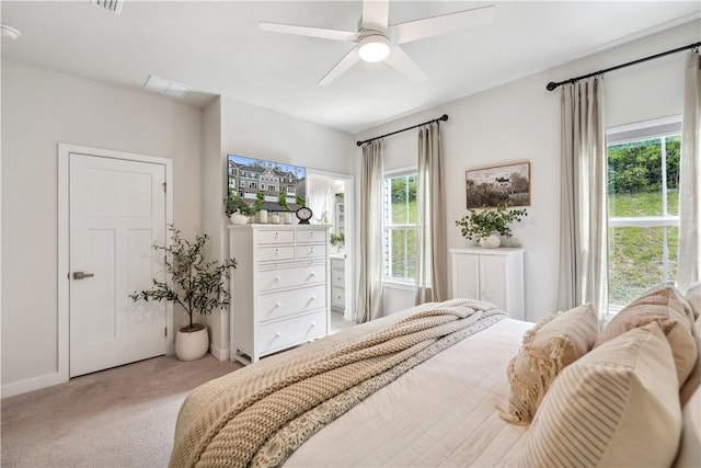436 Greenwood Dr, North Strabane, PA 15317 - bedroom with light colored carpet, a ceiling fan, and baseboards
