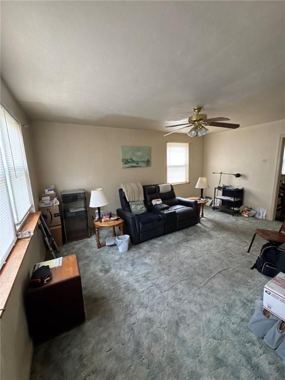 2709 Leland St, Perry Hilltop, PA 15214 - living room featuring carpet floors and ceiling fan