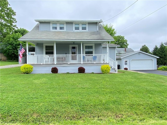 3 Kilbourne Rd, West Salem Twp, PA 16125 - bungalow-style home featuring covered porch, a front yard, a detached garage, and an outdoor structure