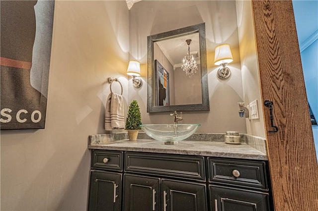 102 Maple Gln, Peters Twp, PA 15367 - bathroom with vanity and a chandelier