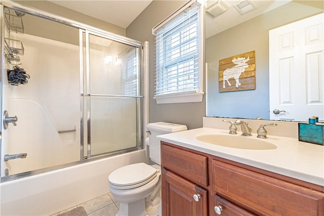 102 Maple Gln, Peters Twp, PA 15367 - full bathroom featuring toilet, vanity, tile patterned flooring, and bath / shower combo with glass door