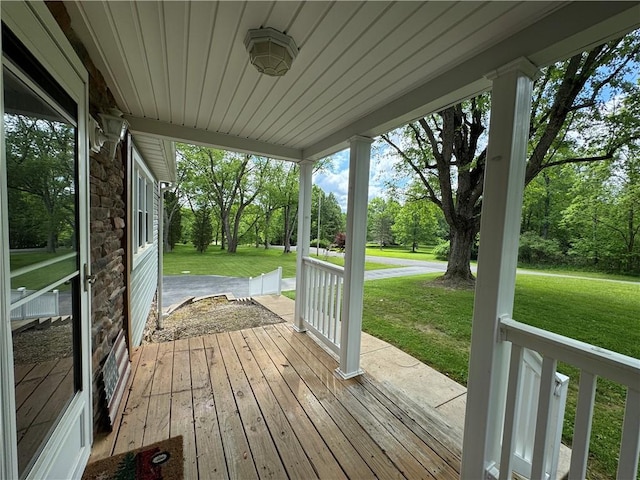 321 Green Acres Ln, Shenango Twp Law, PA 16101 - porch with a lawn and view of scattered trees