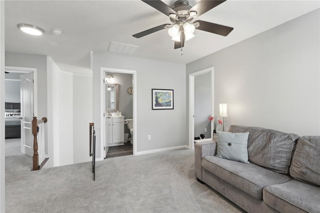 215 Old Hickory Rd, Jackson Twp But, PA 16063 - carpeted living area featuring ceiling fan and baseboards