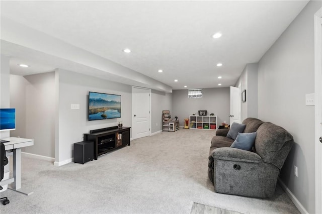 215 Old Hickory Rd, Jackson Twp But, PA 16063 - living room with light carpet, recessed lighting, and baseboards