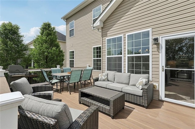 215 Old Hickory Rd, Jackson Twp But, PA 16063 - deck with outdoor dining area, an outdoor living space, and grilling area