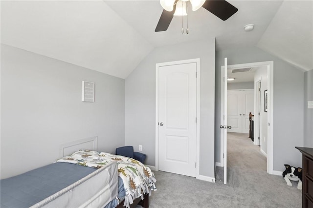 215 Old Hickory Rd, Jackson Twp But, PA 16063 - bedroom with vaulted ceiling, light carpet, a ceiling fan, and baseboards