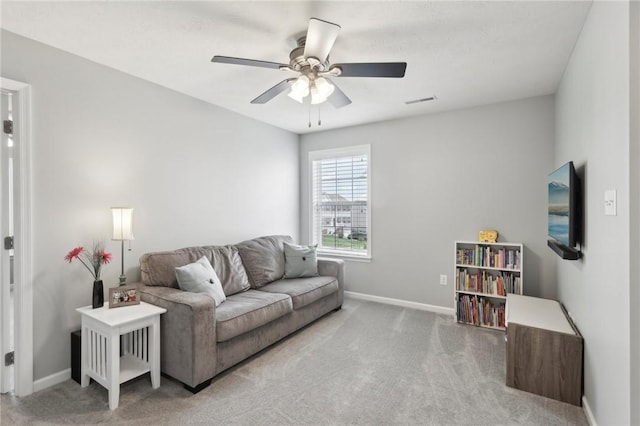 215 Old Hickory Rd, Jackson Twp But, PA 16063 - living area with carpet floors, baseboards, and ceiling fan