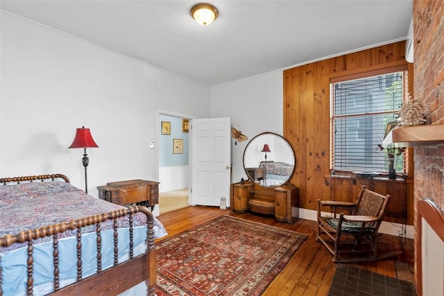 534 Trenton Ave, Regent Square, PA 15221 - bedroom with wood-type flooring and wooden walls