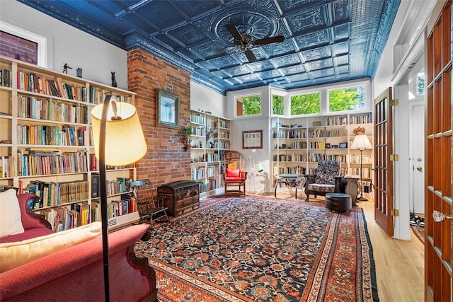 534 Trenton Ave, Regent Square, PA 15221 - living area with an ornate ceiling, a ceiling fan, and wood finished floors