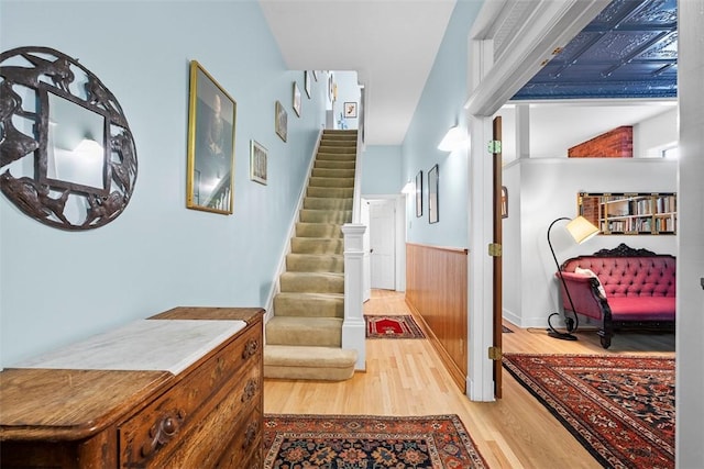 534 Trenton Ave, Regent Square, PA 15221 - stairway featuring wood finished floors and wainscoting