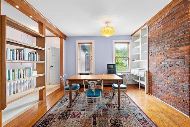 534 Trenton Ave, Regent Square, PA 15221 - office with wood finished floors, brick wall, and built in shelves