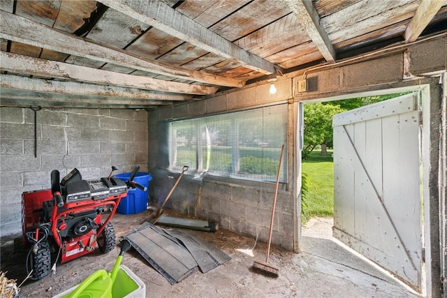 1068 Lakeview Dr, Unity Twp, PA 15650 - miscellaneous room with concrete block wall
