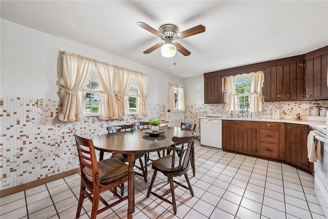 1068 Lakeview Dr, Unity Twp, PA 15650 - dining room with ceiling fan and light tile patterned flooring
