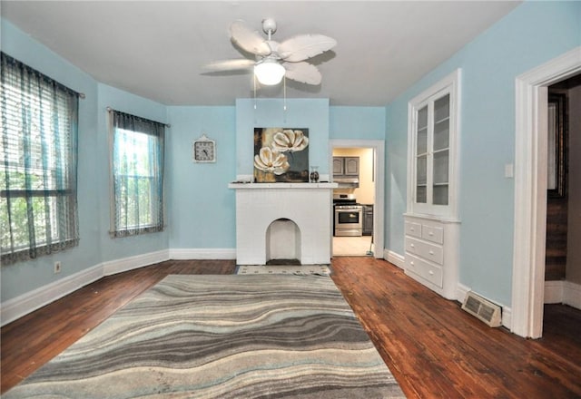 222 Orchard Ave, Canonsburg, PA 15317 - living area with wood finished floors, baseboards, and ceiling fan