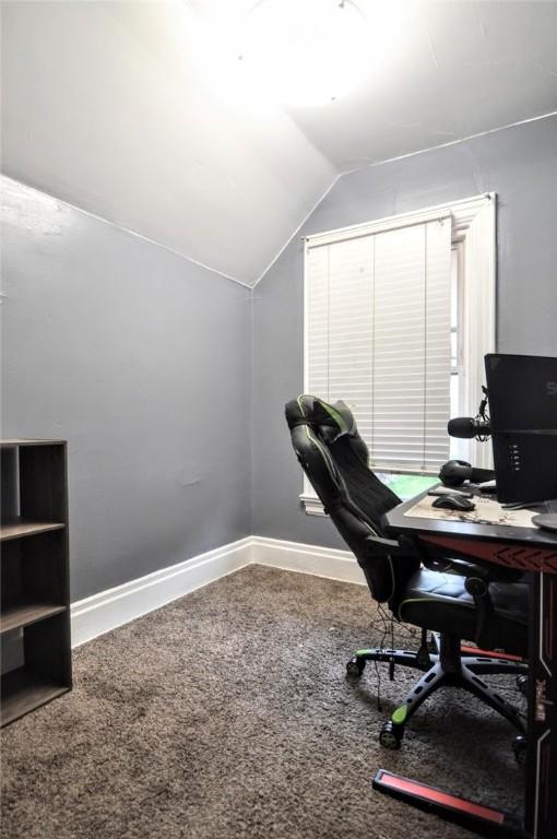 222 Orchard Ave, Canonsburg, PA 15317 - office area featuring lofted ceiling, baseboards, and carpet floors