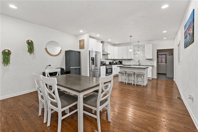 239 Albert St, Mt Washington, PA 15211 - dining room with dark wood finished floors, recessed lighting, and baseboards