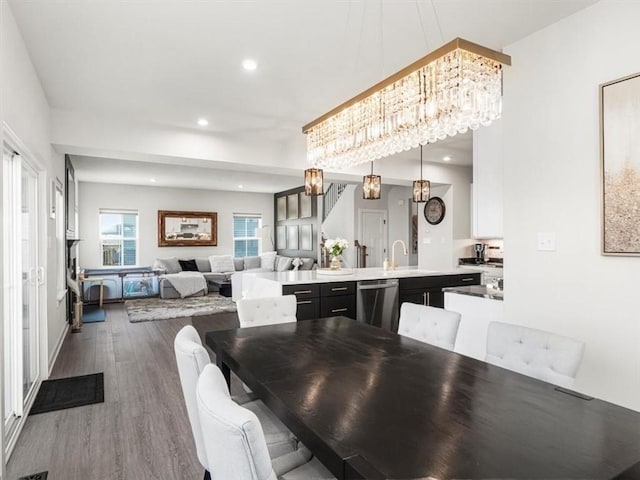 127 Red Horse Dr, Buffalo Twp, PA 16055 - dining area with dark wood-style floors, recessed lighting, and a chandelier