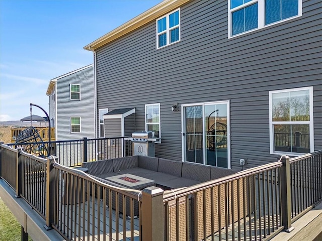 127 Red Horse Dr, Buffalo Twp, PA 16055 - wooden terrace with an outdoor living space with a fire pit