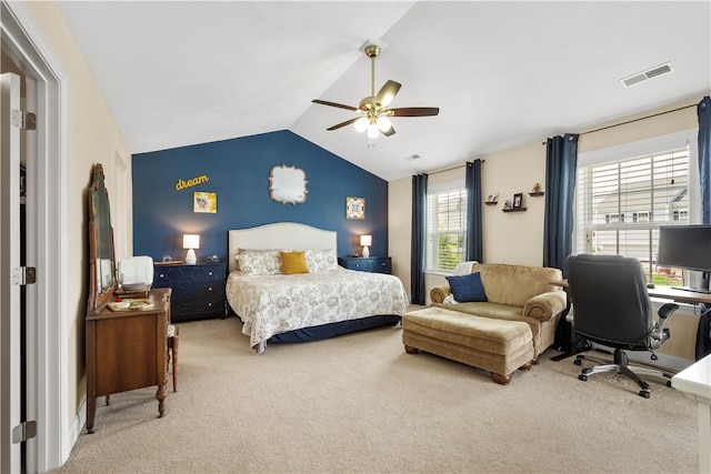 1641 Holly Hill Dr, Bethel Park, PA 15102 - carpeted bedroom featuring lofted ceiling, an office area, and a ceiling fan