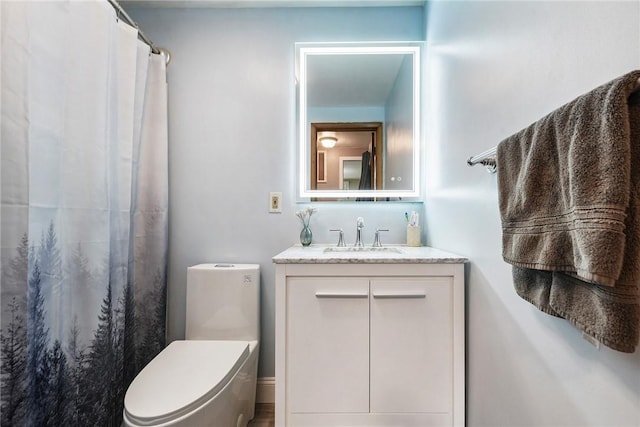 415 Governor Dr, Shaler, PA 15101 - bathroom with vanity, toilet, and a shower with curtain