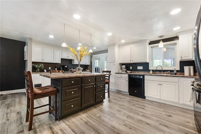 415 Governor Dr, Shaler, PA 15101 - kitchen featuring dishwasher, white cabinetry, light wood-style flooring, and recessed lighting