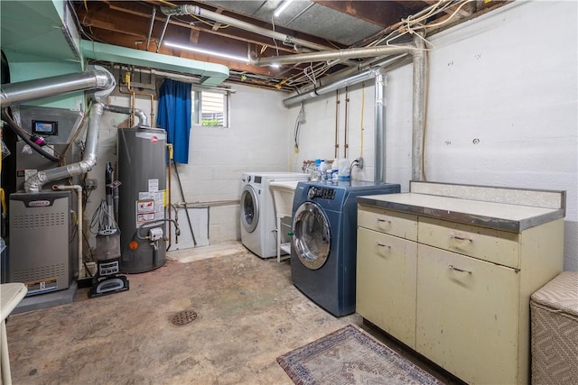 600 Margaret St, Mount Oliver, PA 15210 - laundry area with water heater, independent washer and dryer, and heating unit